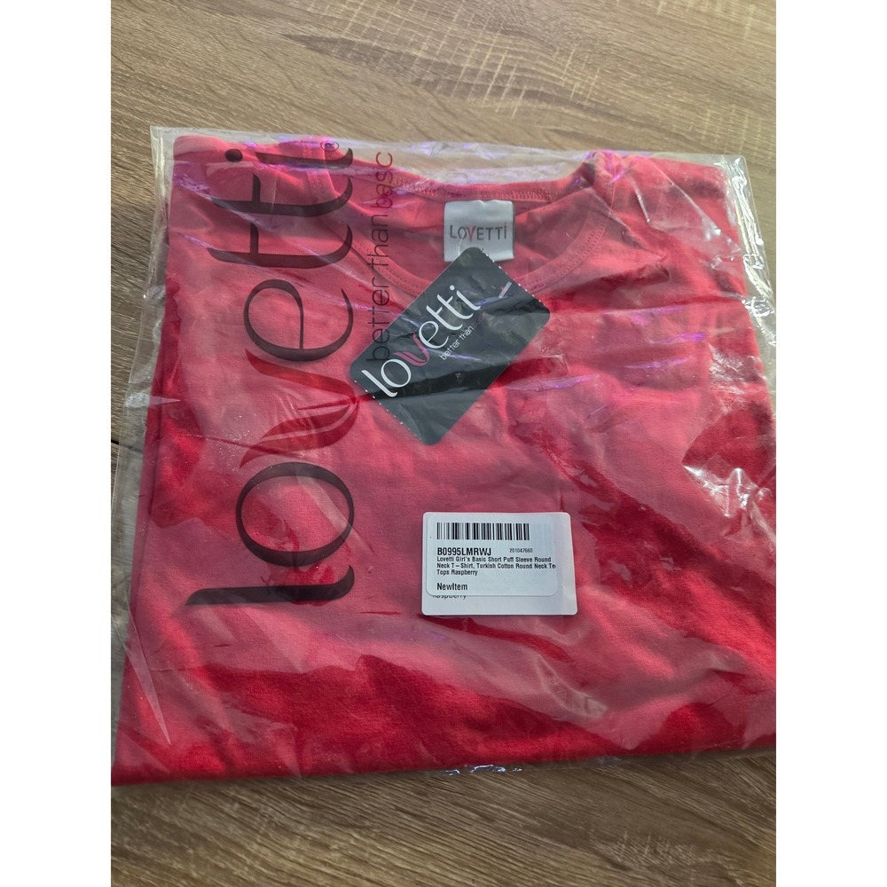 Lovetti Girls Raspberry Turkish Cotton Puff Sleeve Round Neck T-Shirt New - Picture 1 of 4